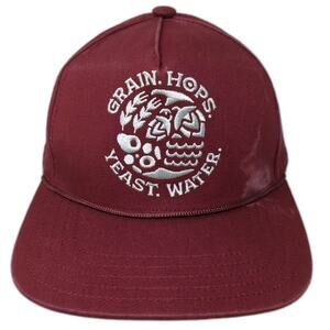 Coal 5 Panel Hat Red Snapback One Size New Belgium Beer Grain Hops Yeast Rope